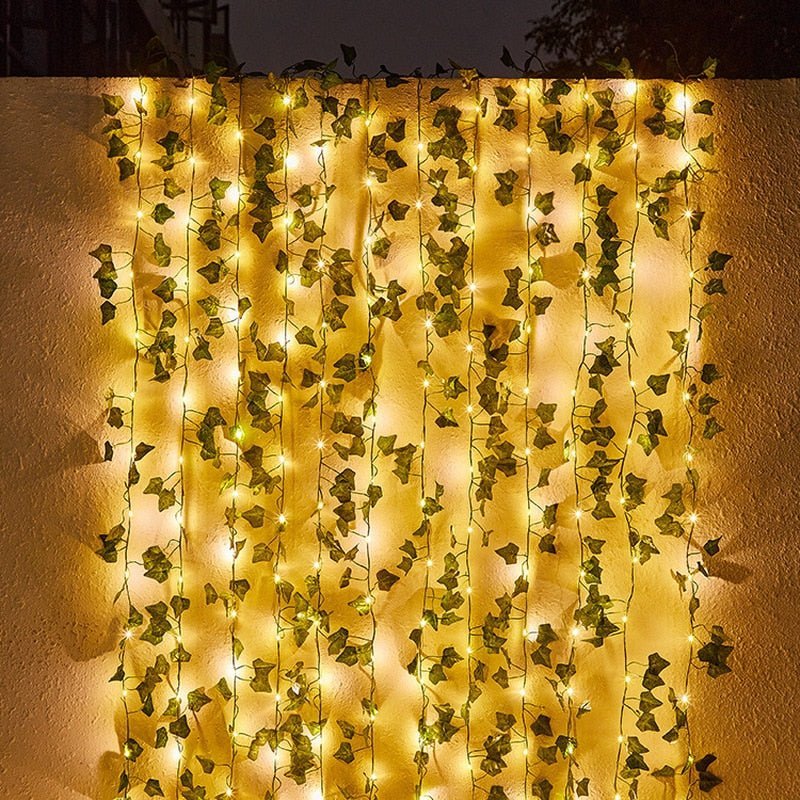 Solar Ivy String Lights — LED Leaf Garland, Dusk-to-Dawn, IP65, 3 Lengths
