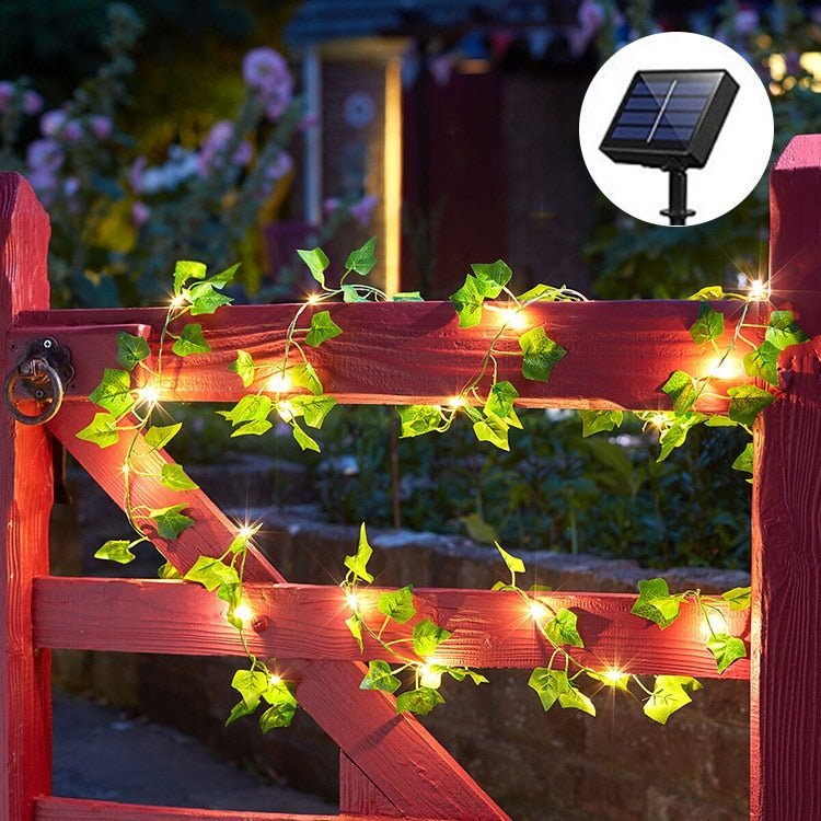 Solar Ivy String Lights — LED Leaf Garland, Dusk-to-Dawn, IP65, 3 Lengths