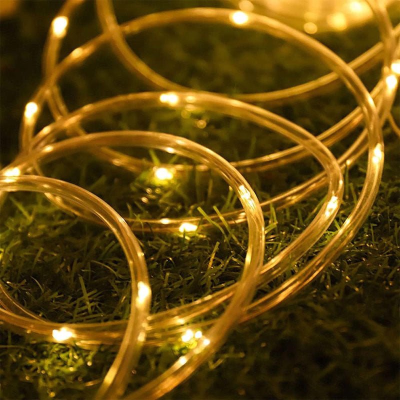 Solar LED Rope Light — 40 ft Flexible Strand, 8 Modes, Dusk-to-Dawn, IP65