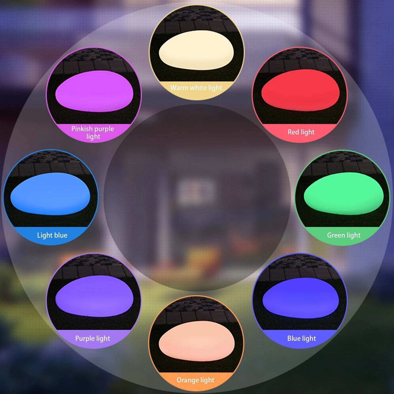Solar Patio Stone Light — 8-Color LED Pathway Accent, IP67 Waterproof, Dusk-to-Dawn