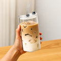 Square Glass To-Go Cup — Borosilicate with Silicone Seal, Bamboo or Clear Lid