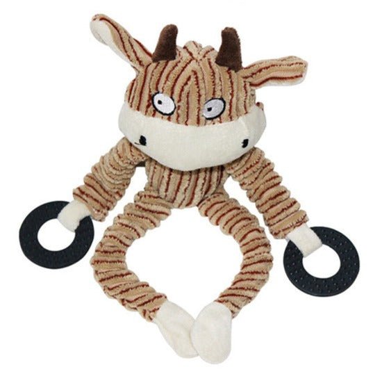 Corduroy & Rope Plush Dog Toy — Durable Squeaker Chew for Play and Snuggles