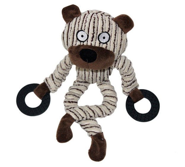 Corduroy & Rope Plush Dog Toy — Durable Squeaker Chew for Play and Snuggles