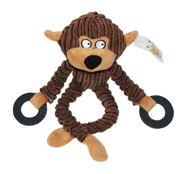 Corduroy & Rope Plush Dog Toy — Durable Squeaker Chew for Play and Snuggles