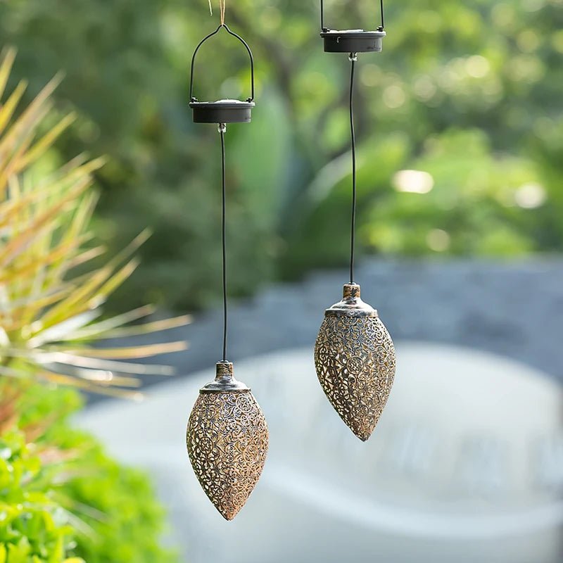 Solar Water Drop Hanging Lantern — 24" Sculptural LED Garden Light, Dusk-to-Dawn, IP65