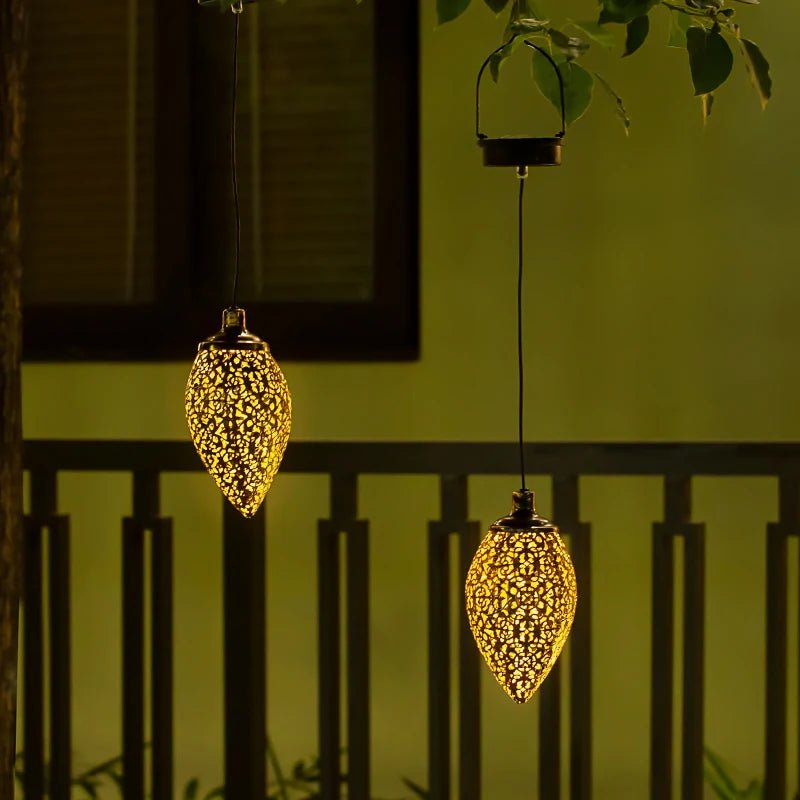 Solar Water Drop Hanging Lantern — 24" Sculptural LED Garden Light, Dusk-to-Dawn, IP65