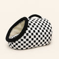 Arlo Semi-Enclosed Pet Bed — Insulated Checkered Cat & Small Dog Hideaway, Non-Slip Base, S–L