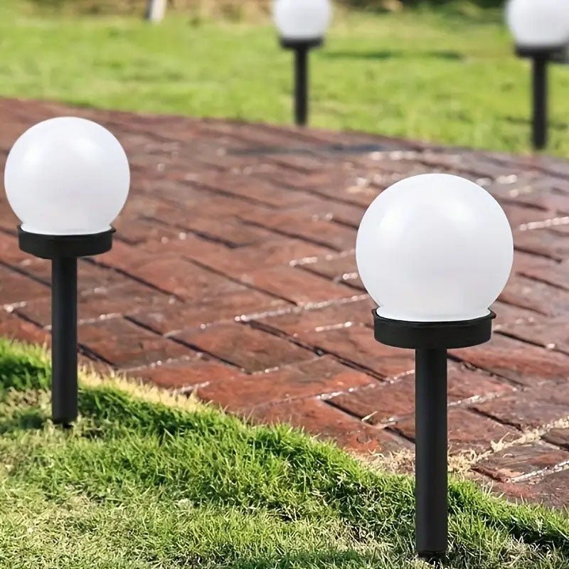Solar Globe Pathway Light — 14" Dusk-to-Dawn LED Stake, IP65, Outdoor