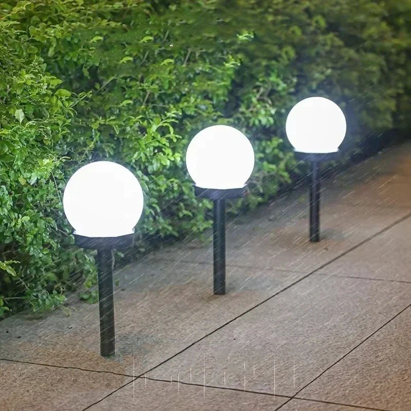 Solar Globe Pathway Light — 14" Dusk-to-Dawn LED Stake, IP65, Outdoor