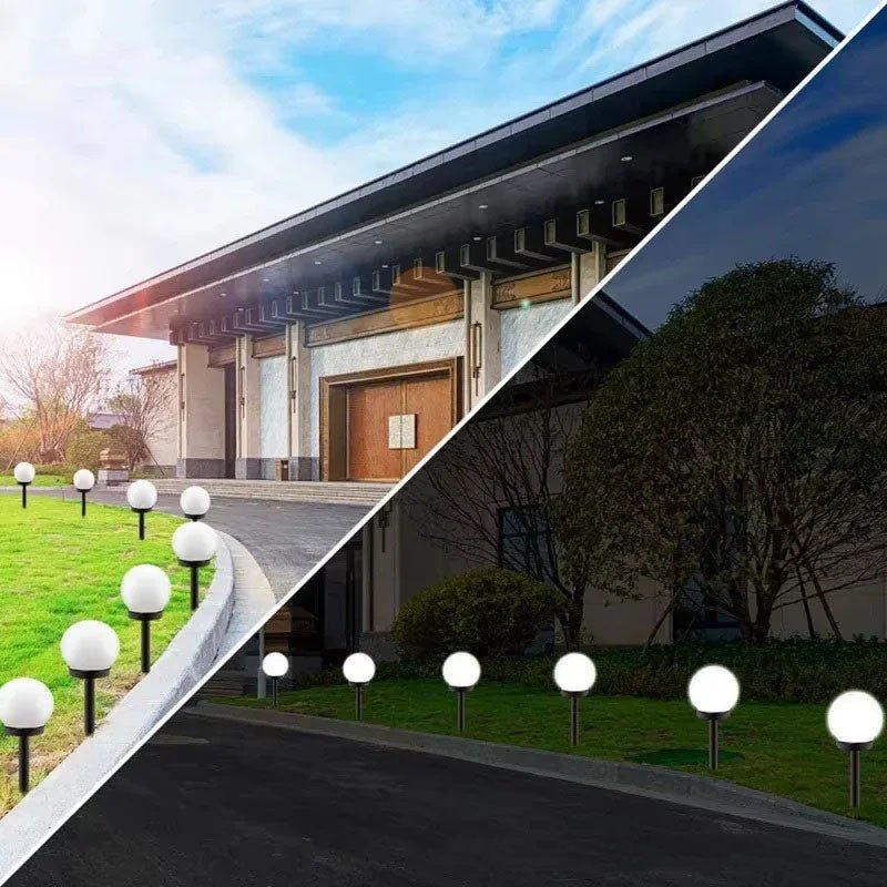 Solar Globe Pathway Light — 14" Dusk-to-Dawn LED Stake, IP65, Outdoor