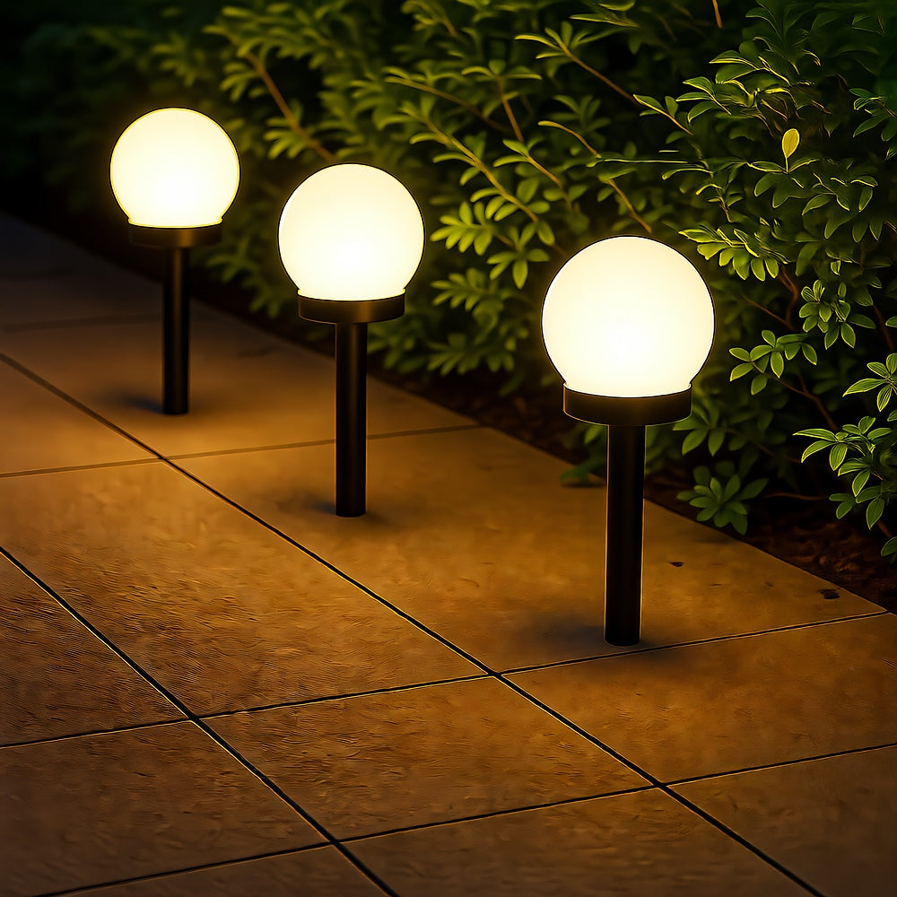 Solar Globe Pathway Light — 14" Dusk-to-Dawn LED Stake, IP65, Outdoor