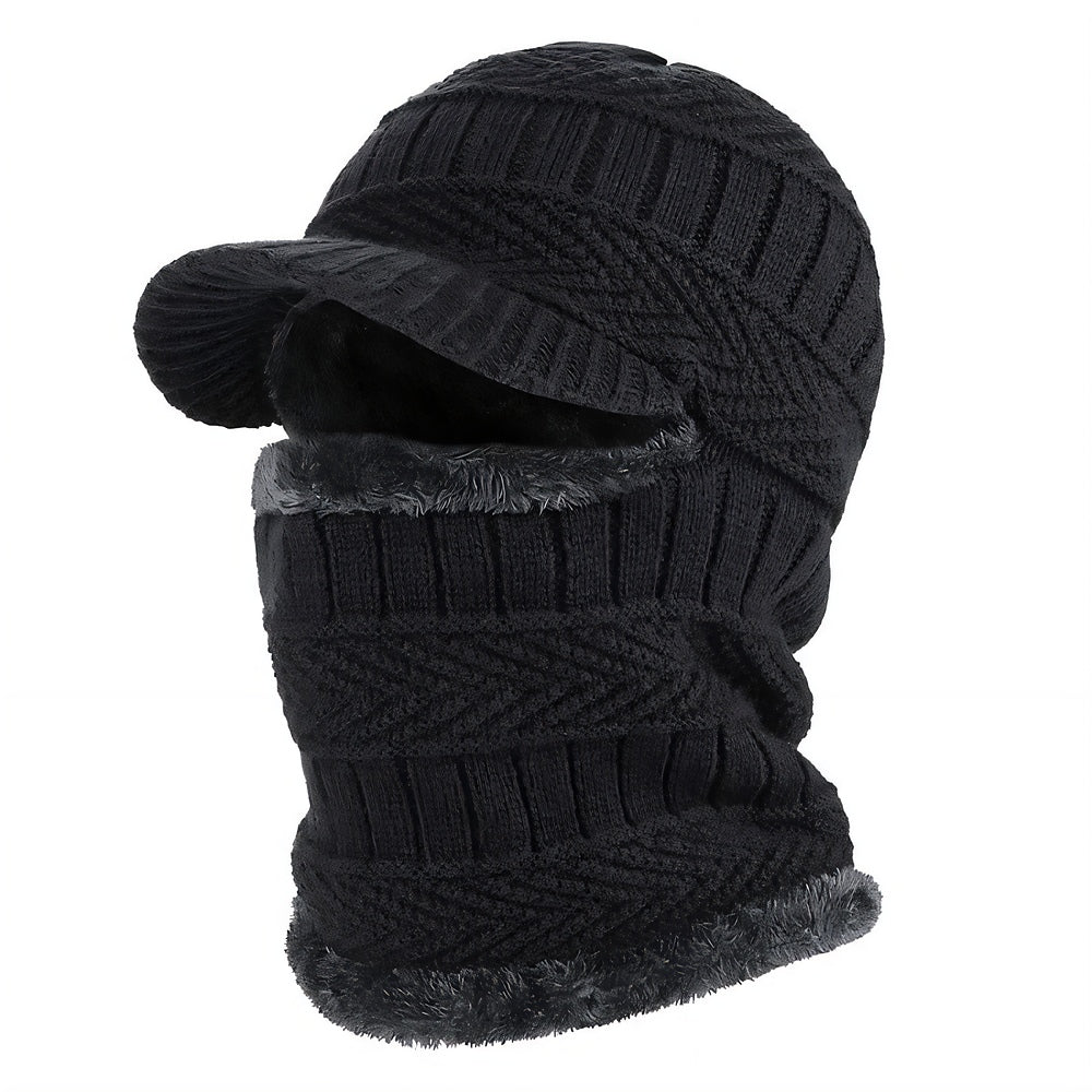 Convertible Winter Hat, Woolly Lined, Wearable as Cap, Scarf, or Face Cover
