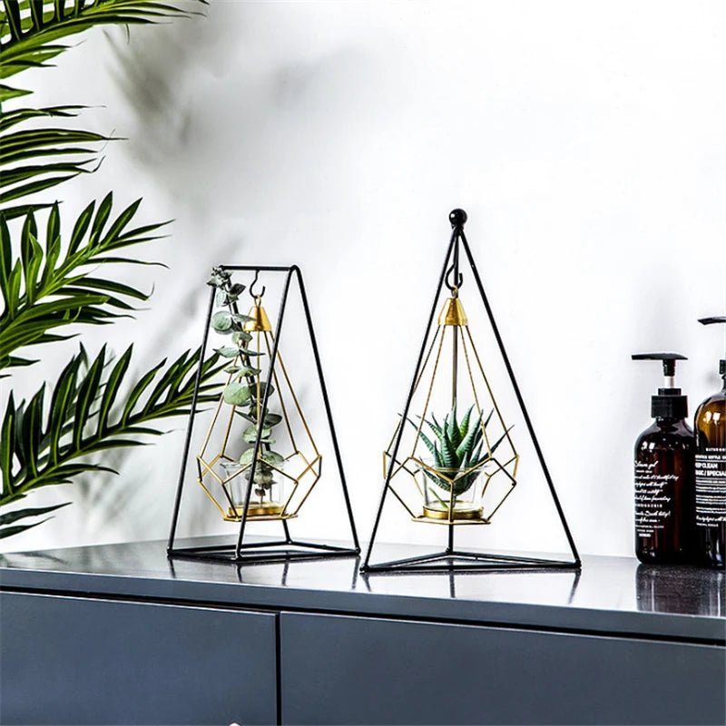 Hanging Diamond Candle Holder — Nordic Geometric Metal Frame