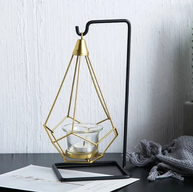 Hanging Diamond Candle Holder — Nordic Geometric Metal Frame
