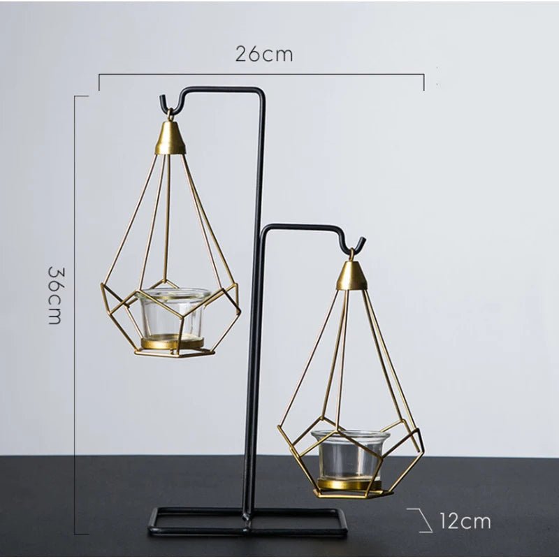 Hanging Diamond Candle Holder — Nordic Geometric Metal Frame