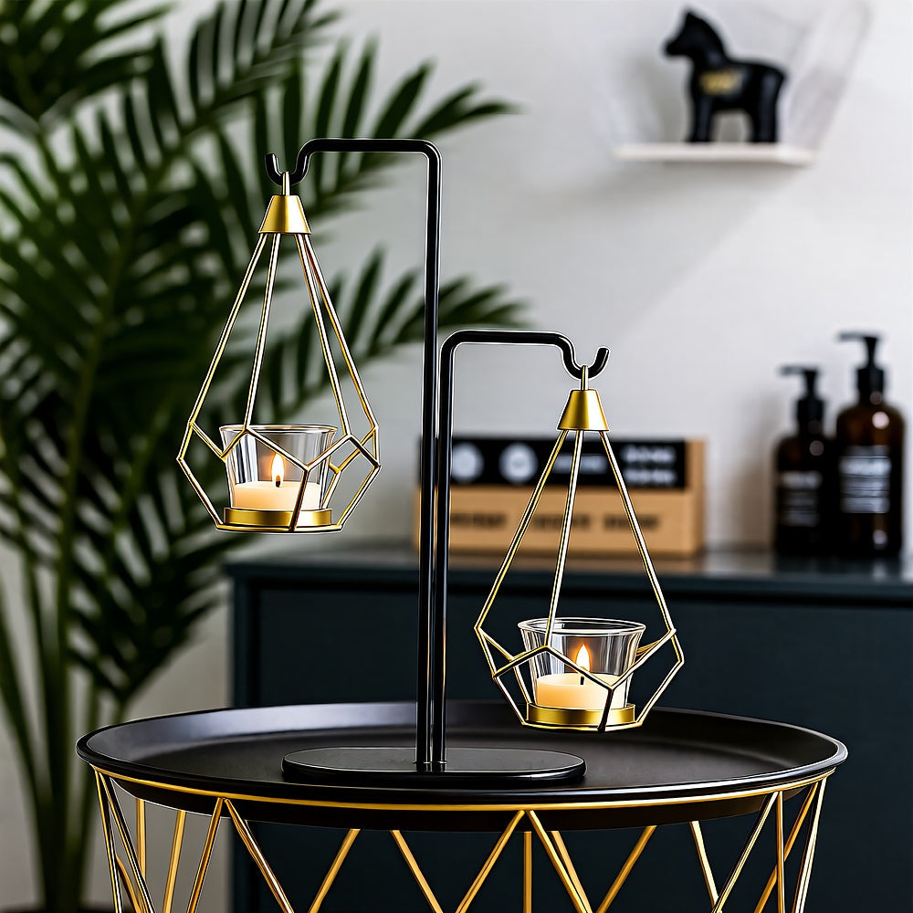 Hanging Diamond Candle Holder — Nordic Geometric Metal Frame
