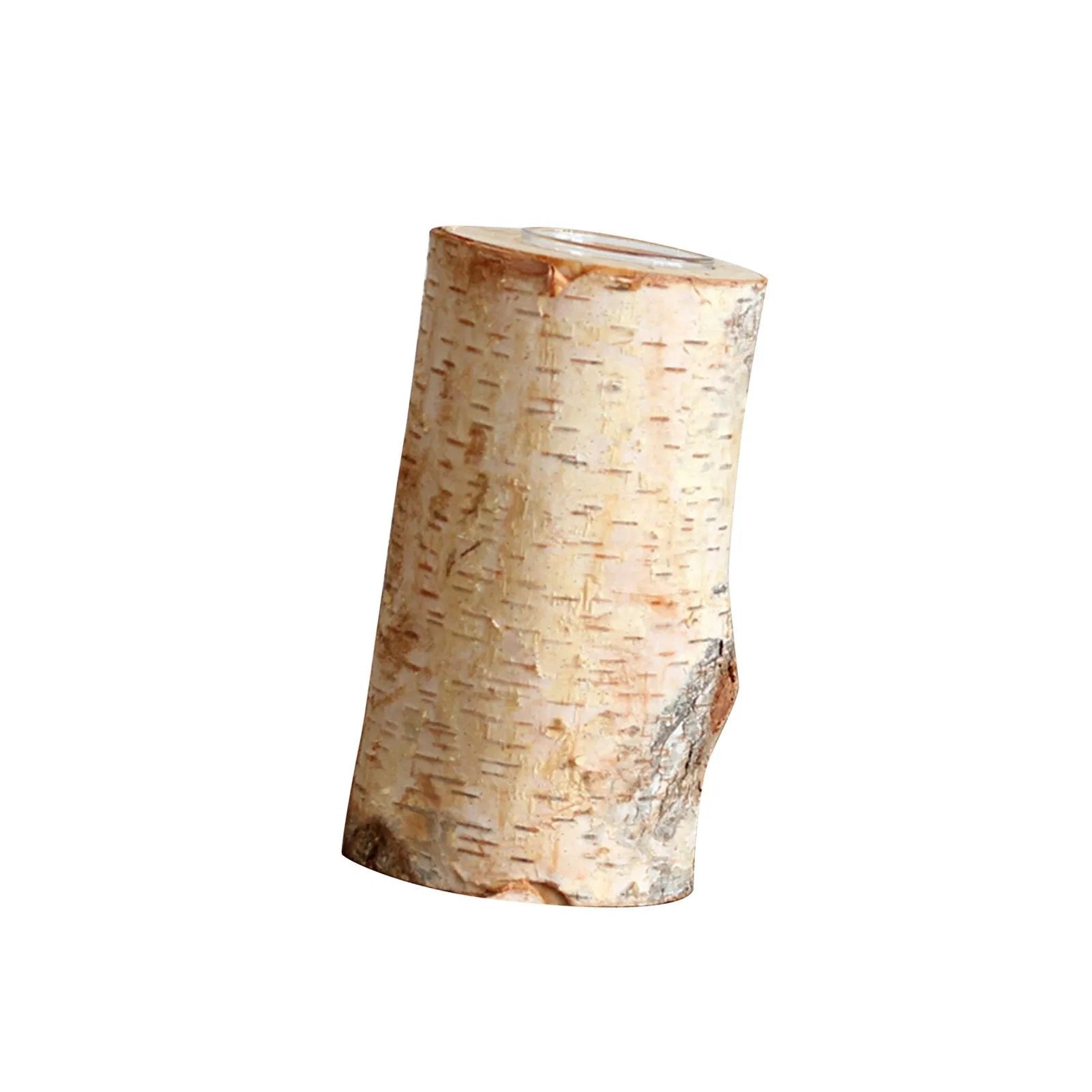 Birch Wood Candle Holder with Glass Insert — Rustic Natural Bark Table Decor, 2–8"