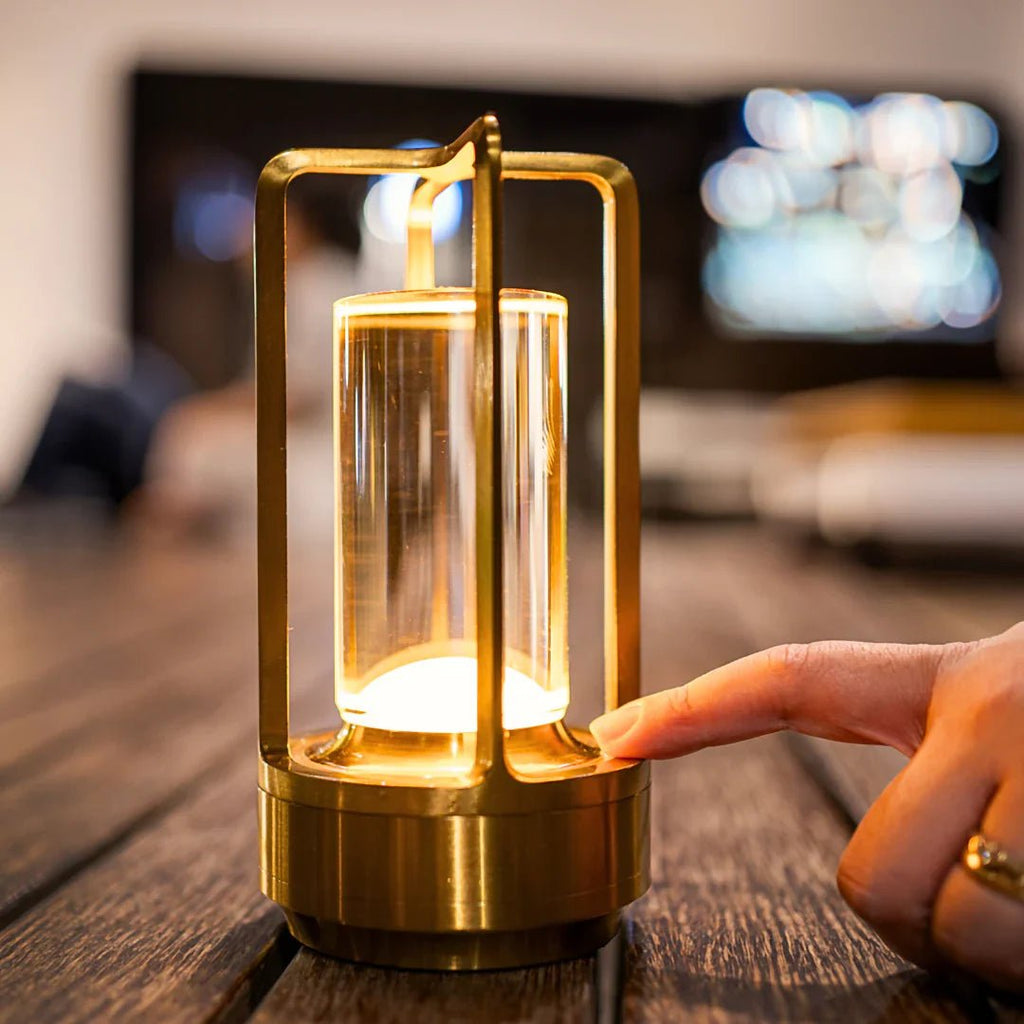 Cordless Crystal Table Lamp — Dimmable LED, USB Rechargeable, 3 Light Modes, 7"