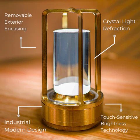 Cordless Crystal Table Lamp — Dimmable LED, USB Rechargeable, 3 Light Modes, 7"