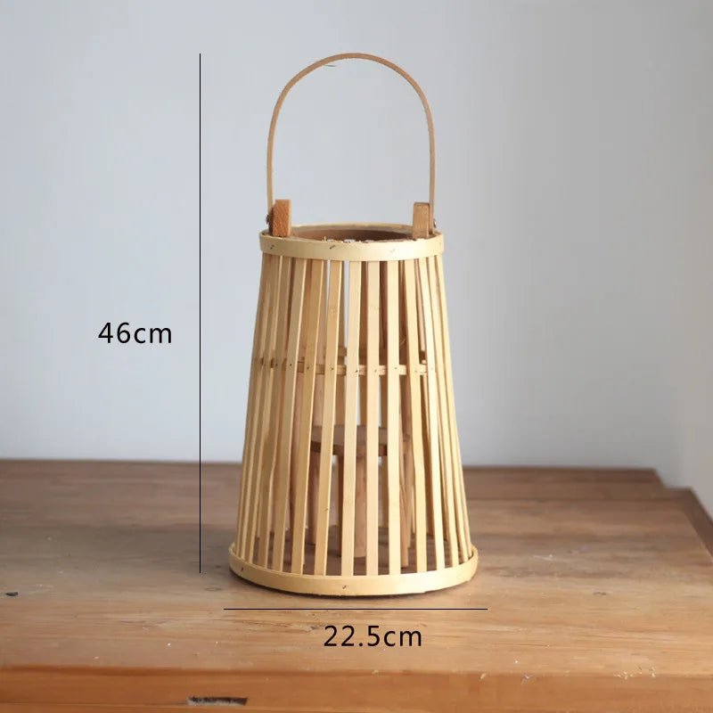 Hand-Woven Bamboo Rattan Flameless Candle Holder — Natural Textured Indoor Decor