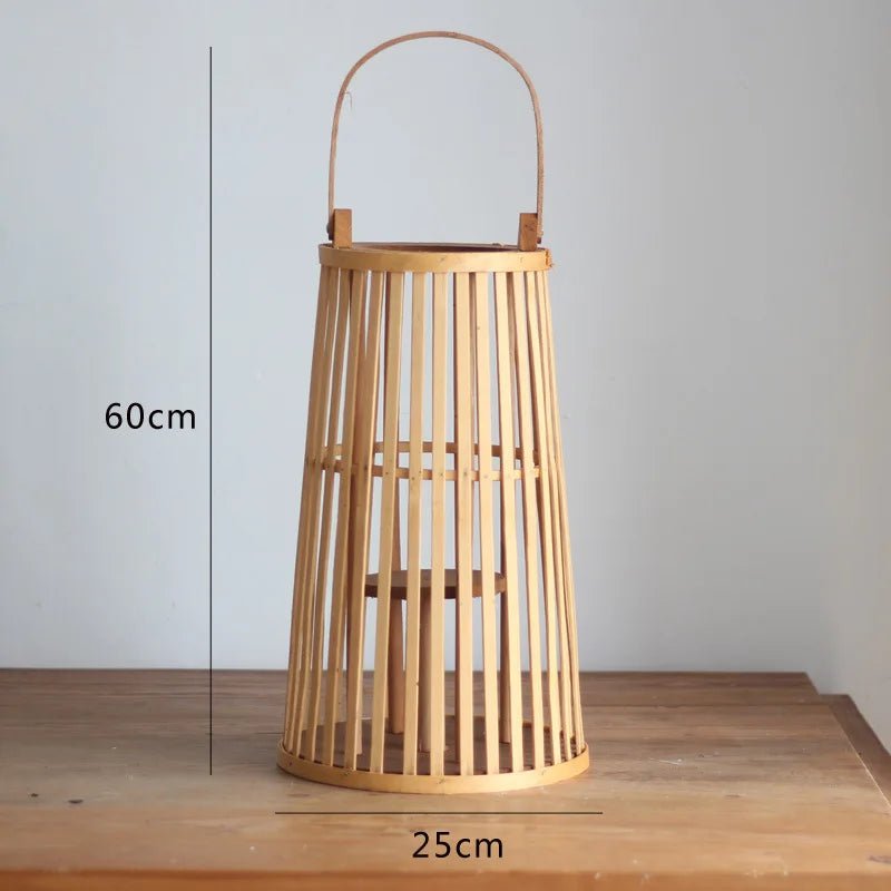 Hand-Woven Bamboo Rattan Flameless Candle Holder — Natural Textured Indoor Decor