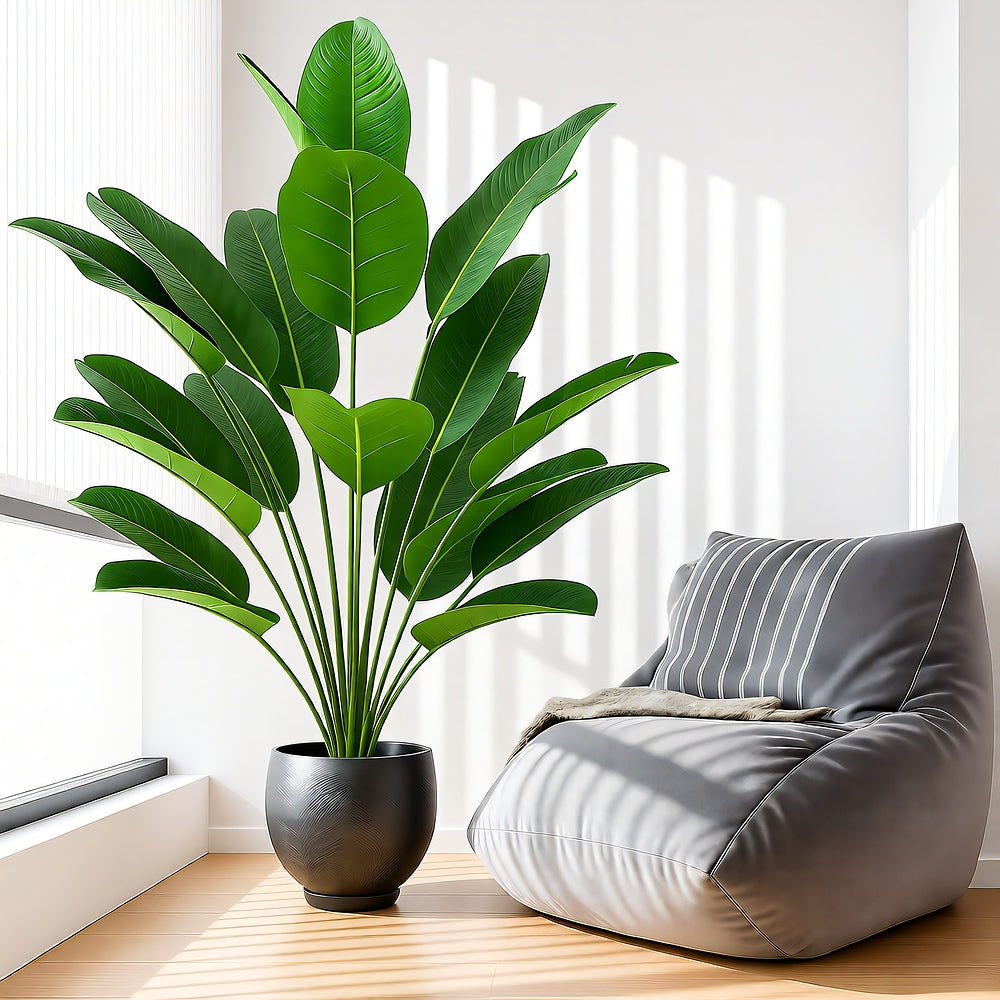 Faux Banana Plant — 41" UV-Resistant Silk Tree with 34 Leaves, Indoor/Outdoor
