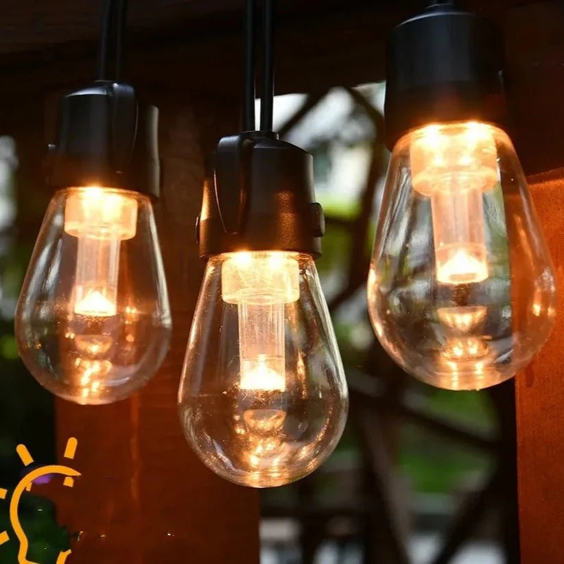 Vintage Edison String Lights — 20 LED Bulbs, 32 ft, Dimmable, IP44, Indoor/Outdoor