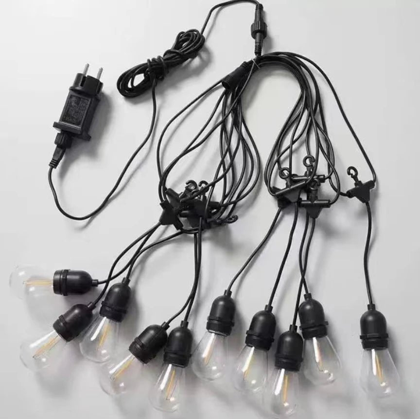 Vintage Edison String Lights — 20 LED Bulbs, 32 ft, Dimmable, IP44, Indoor/Outdoor