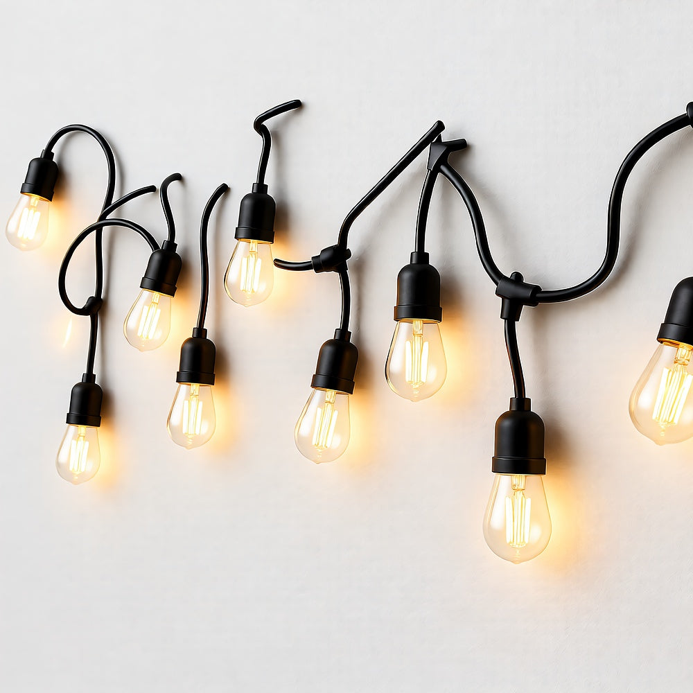 Vintage Edison String Lights — 20 LED Bulbs, 32 ft, Dimmable, IP44, Indoor/Outdoor