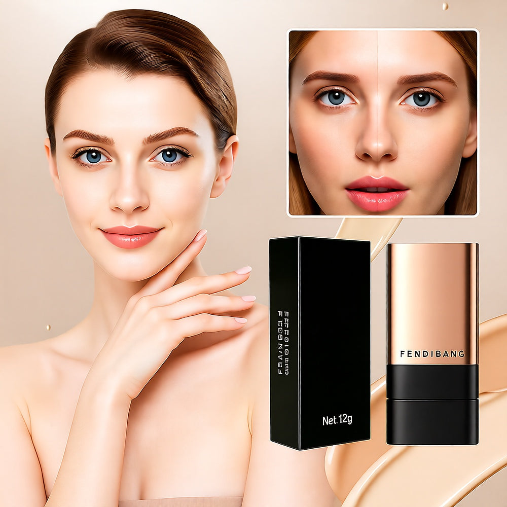 Matte Foundation Stick with Built-In Brush — Buildable Natural Coverage, 2 Shades, 12g