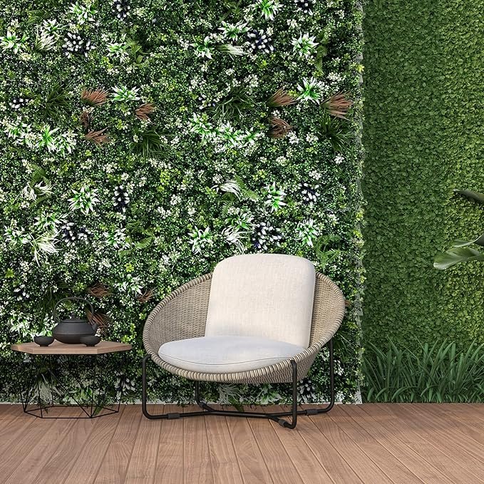 Artificial Plant Wall Panel — 19" Square Greenery Backdrop, Silk Resin PVC, Indoor Decor