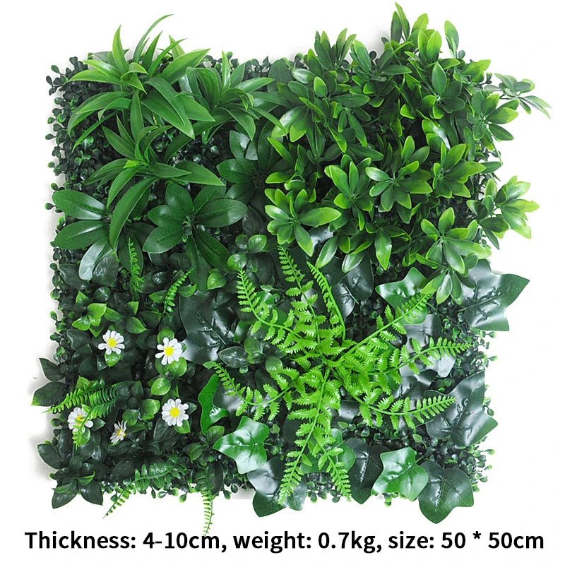 Artificial Plant Wall Panel — 19" Square Greenery Backdrop, Silk Resin PVC, Indoor Decor
