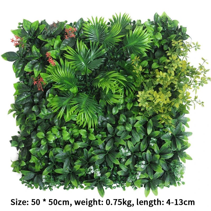 Artificial Plant Wall Panel — 19" Square Greenery Backdrop, Silk Resin PVC, Indoor Decor