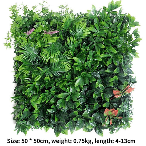 Artificial Plant Wall Panel — 19" Square Greenery Backdrop, Silk Resin PVC, Indoor Decor