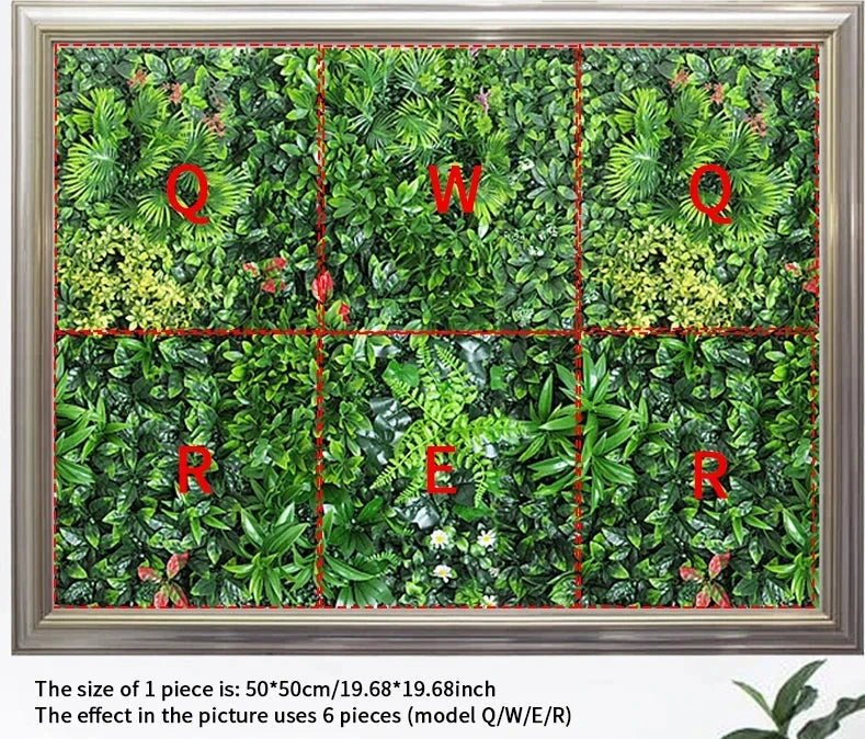 Artificial Plant Wall Panel — 19" Square Greenery Backdrop, Silk Resin PVC, Indoor Decor