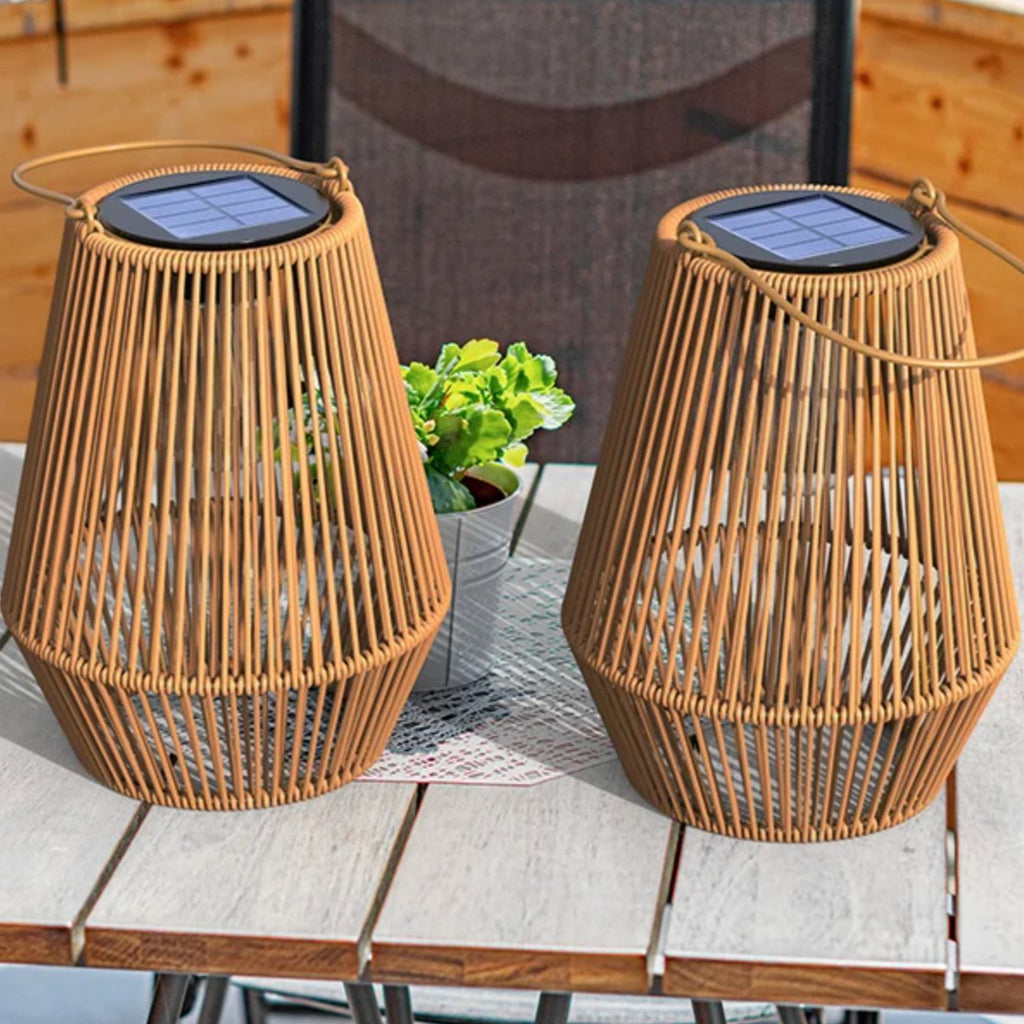 Solar Rattan Hanging Lantern — Boho LED Glow, Dusk-to-Dawn, IP65, Outdoor Garden