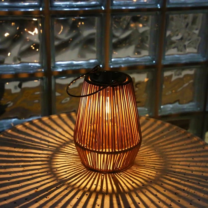 Solar Rattan Hanging Lantern — Boho LED Glow, Dusk-to-Dawn, IP65, Outdoor Garden