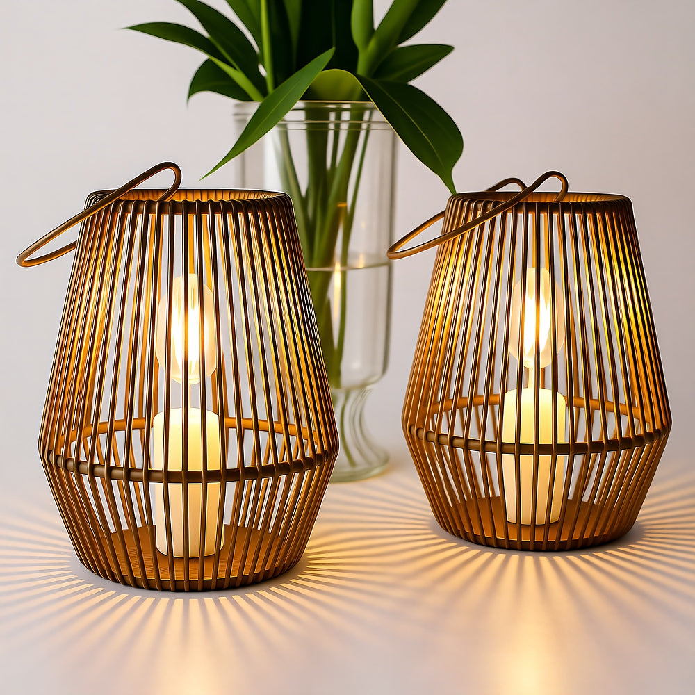 Solar Rattan Hanging Lantern — Boho LED Glow, Dusk-to-Dawn, IP65, Outdoor Garden