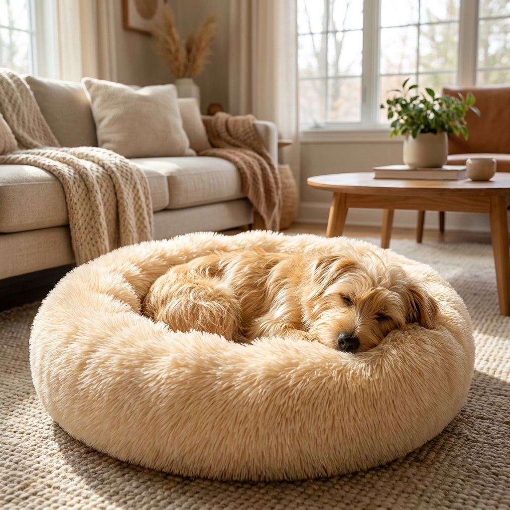 Cloud Donut Dog Bed - lifestyle image, in use