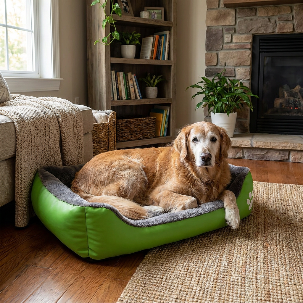 Fleece Dog Bed - lifestyle image, in use