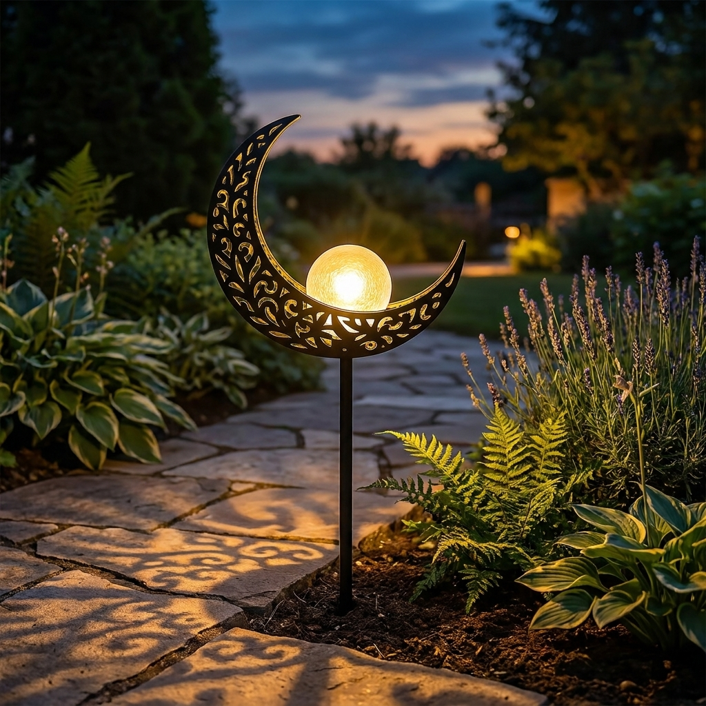 Half-Moon Solar Garden Light - lifestyle image, in use