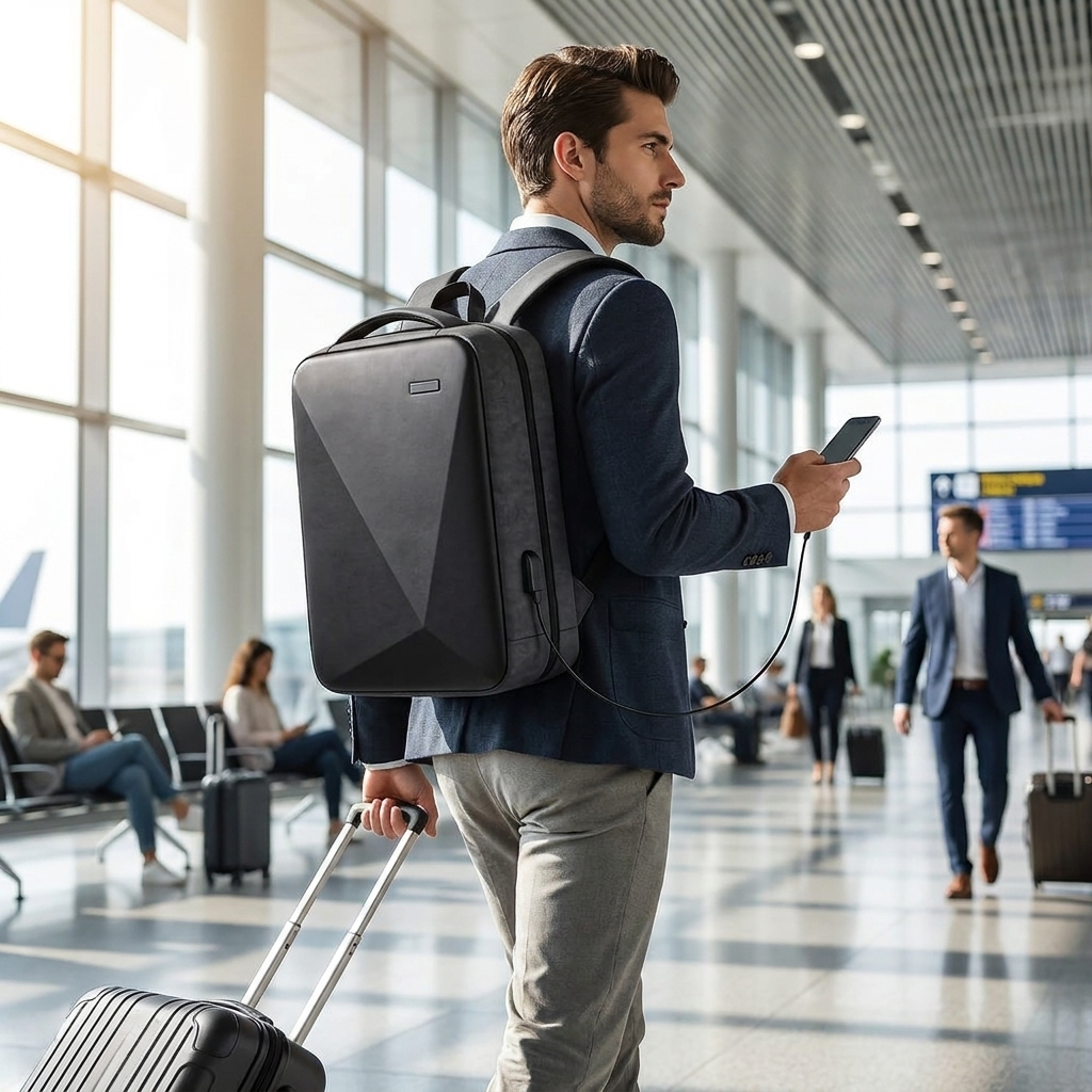 Anti-Theft Travel Backpack - lifestyle image, in use