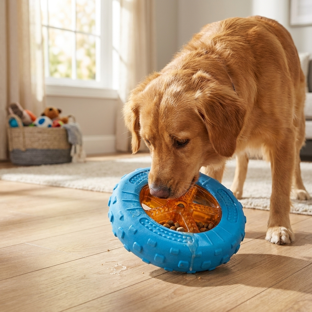 Interactive Dog Chew Toy Treat Dispenser - lifestyle image, in use