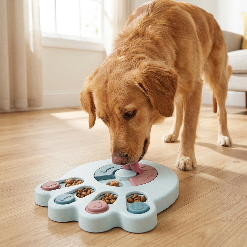 Interactive Dog Puzzle Toy Slow Feeder - lifestyle image, in use