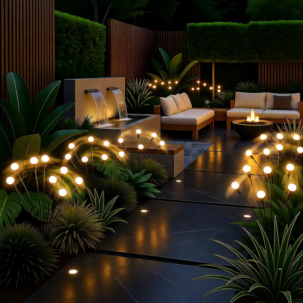 Solar Swaying Garden Lights - lifestyle