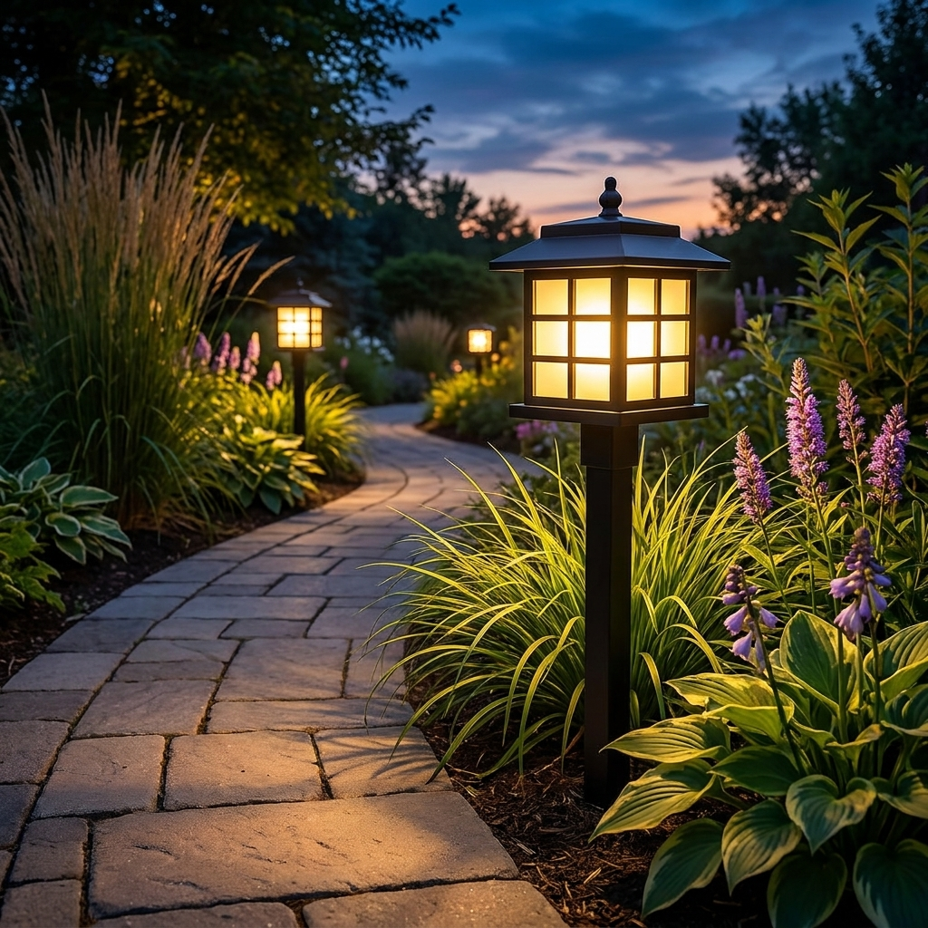 Solar LED Pathway Lantern - lifestyle